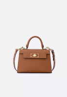 FION Stars Leather Top Handle Bag Brown Large