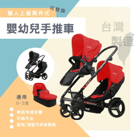 兩色可選 台灣製 外銷歐美 (上座兩件式)慢跑車款 0-3歲雙人上下座快收嬰幼兒手推車 統姿