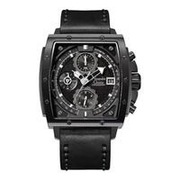 Alexandre Christie AC 6376 MC Jam Tanga Pria Chronograph Leather Strap Quartz Movement Black