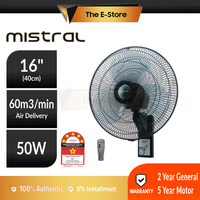 (5 Years Warranty) Mistral 16" Wall Fan with Remote Control | MWF16R (Kipas Dinding  Fan  MWF-16R Kh
