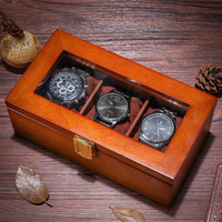 雅式三格手錶盒木質玻璃天窗錶盒子裝手串錬展示箱收藏收納首飾盒