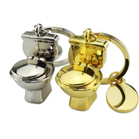 20pcs/lot Trinket Mini Cute Toilet Keychain Funny Gift Keyring Key Ring 3D Unique Water Closet Key Chain Wholesale
