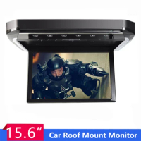 Car Roof Mount Monitor 15.6 Inch Portable TV HD LCD Screen Automobile Ceiling Display 1080P Video Movie Players Audio Out HDMI