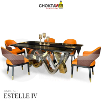 ชุดโต๊ะอาหาร 6ที่นั่ง 200cm. (Diamond Luxury Series) รุ่น SET-TTB-LUX-DM ESTELLE-IV  [TB Collection]