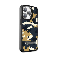 【apbs】iPhone 15 14系列 軍規防摔鋁合金鏡頭框立架手機殼(迷彩)