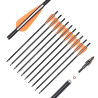 12PCS Crossbow Bolt Crossbow Arrows 14 16 Inch Archery Fiberglass Bolt with 3" Wing Replaces Arrowheads for Crossbow Hunting
