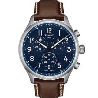 TISSOT 天梭 官方授權 韻馳系列 Chrono XL計時手錶 送禮推薦-藍x咖啡/45mm T1166171604200