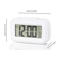 Jam Weker Meja Tidur Kantor Kerja Digital LCD Display Pintar Smart Alarm Clock Portable Persegi Beke