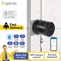 Usa Door Handle Alexa Biometric Fingerprint Keypad Digital Electronic Wifi Ttlock Smart Bedroom Round Knob Door Lock