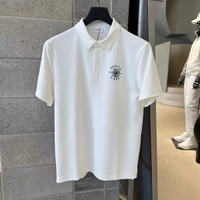 ชุดกอล์ฟ 25 แขนสั้นผู้ชายคอปกพับครึ่งมีโลโก้แบบครึ่งปุ่มในฤดูใบไม้ผลิ T เสื้อ 54163