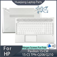 New LCD Back Cover For HP Pavilion 15-CW 15-CS TPN-Q208 Front Bezel Palmrest Hinges Bottom Case Laptop Parts Replacement Silver