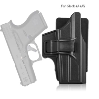 Tactical Gun Holster Waist Belt Carry Pistol Case for Glock 43 43X Pistol Airsoft Right Hand Holsters with Belt Loop Paddle Clip