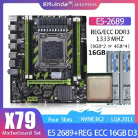 ENVINDA X79 Motherboard Set LGA 2011 With Xeon E5 2689 CPU 8GB*2=16GB REG ECC Memory DDR3 RAM PC3 1333Mhz Gaming PC Placa x79g