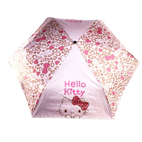 小禮堂 Hello Kitty 抗UV折疊雨陽自動傘 折傘 雨傘 雨陽傘 (粉棕 豹紋)