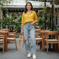 VYO LIZA Kemeja Wanita Polos OOTD Atasan Wanita Remaja Dewasa Lengan Panjang New Style One Size MUST