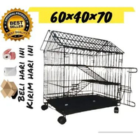ZS - Kandang Kucing Model Rumah Tingkat 2 Uk 60×40×70Cm Tanpa roda