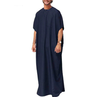 8 saiz Jubba Thobe lelaki islam arab Kaftan pepejal lengan pendek longgar jubah R Abaya timur tengah pakaian Muslim lelaki jubah