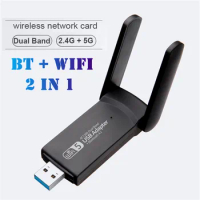 1300Mbps USB 3.0 WiFi Bluetooth Adapter 2in1 Dual Band Wifi Network Card 5G/2.4GHz 802.11ac For Desktop Laptop