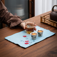 中式禪意加厚麂皮絨茶巾彩繪毛絨毛巾吸水茶布桌布養壺墊專用茶布