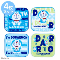 哆啦A夢Doraemon4入小方巾16x16cm，浴巾/毛巾/抹布/除塵紙/吸水布/棉布/擦手布/方巾，X射線【C589748】