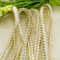 5Meters White Gold Lace Trim Curved Lace Ribbons Sewing Centipede Braided Lace Wedding Craft DIY Clothes Accessories Decoration