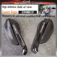 Laser logo Universal Large mirror surface Rearview Mirrors For DUCATI Scrambler Motorcycle Rear View Mirror Side
