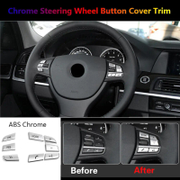 Kemasan Penutup Butang Roda Stereng, Bahan Chrome, Untuk BMW 5 6 7 dan GT F01 F02 F06 F07, Serasi de