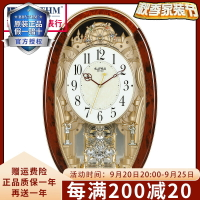 rhythm日本麗聲鐘表掛鐘客廳簡約現代大氣創意音樂報時掛墻時鐘