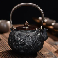 Dragon pot Old iron pot Original iron pot cast iron uncoated hand boiled water Non boiled tea Health iron pot Tea set Gift
