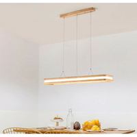 北歐風格實木餐廳吊燈創意鏤空長條吧臺燈具簡約現代客廳led吊燈