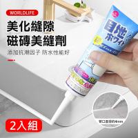 日本World Life 地磚磁磚美縫劑90ml(2入組) 瓷磚美縫劑 地板填縫劑 縫隙膠 送刮板
