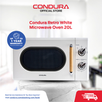 Condura Limited Edition Vintage Style 20L Microwave Oven (Scandinavian White)