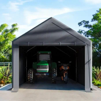 Outdoor Carport 10x20ft Heavy Duty Canopy Storage Shed, Portable Garage with Removable Sidewalls and Doors