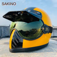 SAKINO Motorcycle Helmet Bubble Visor Lens Windproof Goggles Fit For Hompson MOTO3 BELL MOTO3 ROYAL H1 Retro Helmet