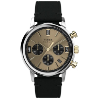 【TIMEX】天美時 Marlin系列 40毫米復古三眼計時皮革手錶 香檳金x黑 TXTW2W60300