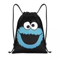 Custom Sesame Street Cookie Monster Drawstring Bag Men Women Lightweight Sports Gym Storage Backpack