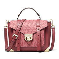 MICHAEL KORS 手提斜背包 真皮皮革/老花PVC塗層 側背包 手提包 斜背包 M54781 莓紅色MK(現貨)▶指定Outlet商品5折起☆現貨【送禮首選★APP下單點數4倍送】