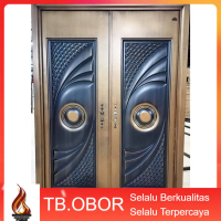 Pintu Baja Fortress Double Kupu Tarung Utama Rumah Motif Tembaga GALAXY Titanium Special Edition