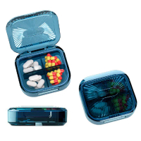 【外出旅行】北歐風半透明便攜四格藥盒(密封 防潮 藥品收納 隨身藥盒 飾品盒 分裝盒 小藥盒)