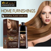 Organic Natural Hair Dye Ginseng Extract Black Hair Color Dye Shampoo For Cover Gray White Hair 500ML