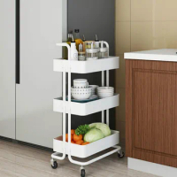3-Tier Rolling Utility Cart Storage Shelves Multifunction Trolley Cart with Mesh Basket Handles and Wheels for Bathroom Kitchen