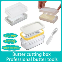 Covered Butter Cutting Storage Box Refrigerator Cheese Cheese Baking Storage Storage Fresh Baking Butter Knife Cutter Convenient