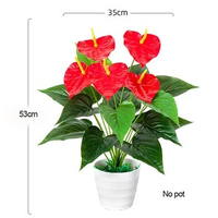 18 Heads Artificial Anthurium Red Green Plastic Plants Home Garden Living Room Bedroom Decoration Fake Plants Home Decor