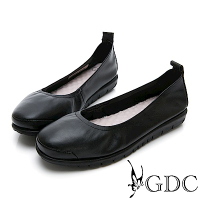 GDC-牛皮基本素面抓皺圓頭上班包鞋-黑色