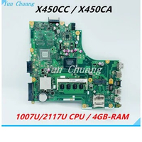 X450CC Mainboard For ASUS A450C X450C X450CC X450CA Y481 Laptop mainboard X450CA Motherboard With 1007U/2117U CPU 4GB-RAM DDR3