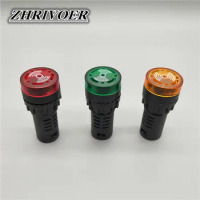 1Pcs 22mm AD16-22SM 12V 24V 110V 220V LED Flash Signal Light Audible Buzzer Warning Light Red Green Yellow Black