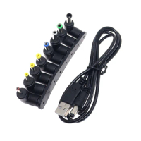 Universal 5V DC Power Cable USB to DC 5.5x2.1mm Plug Charging Cable Cord with 8 Connector for Router Mini Fan Speaker LED Strip
