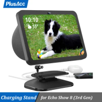 PlusAcc Adjustable Charging Stand for Echo Show 8 (3rd Gen), All Cellphones &amp; Headphones Smart Watch with USB-C and USB Port