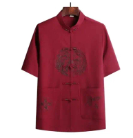 Hot Sale! Atasan Cheongsam Pria Katun Bordir Sale