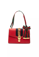 Gucci 二手 Gucci 小型皮革 Sylvie 織帶手提包